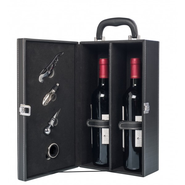 Coffret bouteille de vin et ses 4 accessoires sommelier