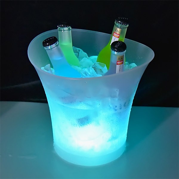 Bleu NOPNOG Seau à glace 5L avec lumière LED Seau à bière Seau à champagne en plastique étanche 