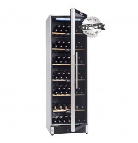 CAVE A VIN multi-zones porte vitrée couleur inox 180 blles 6 clayette