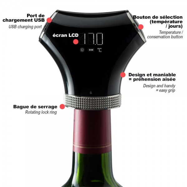 Pompe à vin électrique Pulltex, bouteille de vin sous vide