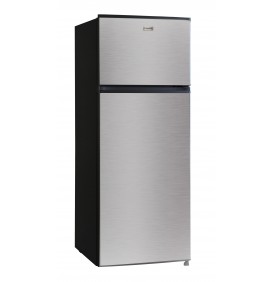 Réfrigérateur 204L net, double porte. Classe A++ compartiment congélateur, 3 clayettes verre, portes coloris inox