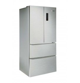 French door 4 portes, 408 litres net, no-frost, classe A++, thermostat électronique intégré à la porte, coloris inox