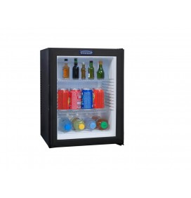 Minibar porte vitrée 40 litres, refroidissement par technologie hybride, éclairage intérieur par LED, 2 clayettes, classe A+