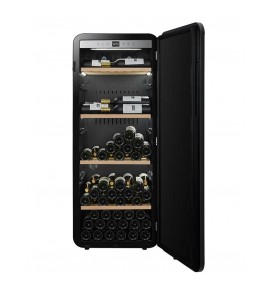 CAVE A VIN AVEC 4 ETAGERES EN BOIS, PORTE PLEINE, 147 BOUTEILLES