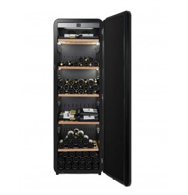 CAVE A VIN AVEC 5 ETAGERES EN BOIS, PORTE PLEINE, 189 BOUTEILLES