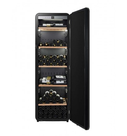 CAVE A VIN AVEC 5 ETAGERES EN BOIS, PORTE PLEINE, 189 BOUTEILLES