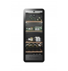 CAVE A VIN AVEC 4 ETAGERES EN BOIS, DOUBLE ZONE, 143 BOUTEILLES
